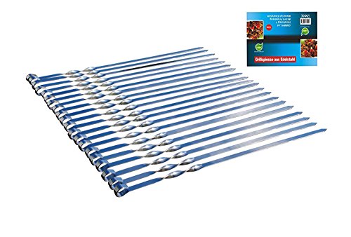 Grill Spieße Schaschlikschpieße Schampur aus Edelstahl 20 St. 50 cm Grillspieß Fleischspieße Kebab…