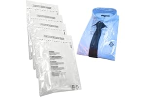 100 Clear Self Seal Clothing Bags with Safety Warning Peel & Seal RESEALABLE Polypropylene Shirt,T-shirt garments clothing Display storage Postal Packing Sacks MAILERS DVIVA Size (12"x15") (305x381mm)