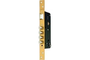 Lince Cerradura de Seguridad para Puertas de Madera 32400.50 | Frente Latón | Cerradero Bicapa de Oro | Entrada 50 mm