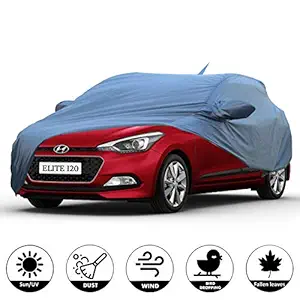 Allextreme I7006 Car Body Cover Compatible with Hyundai Elite i20 Custom Fit Dustproof UV Heat Resistant Indoor Outdoor Body Protection (Blue with Mirror)