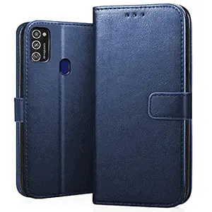 CEDO Samsung M21 / M21 (2021) / M30s Flip Cover | Leather Finish | Inside Pockets & Inbuilt Stand | Shockproof Wallet Style Magnetic Back Cover Case for Samsung M21 / M30s / M21 (2021) Edition (Blue)