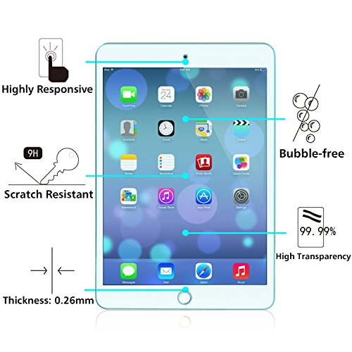 OMOTON Panzerglas Displayschutzfolie für iPad mini 4 mit [Apple Bleistift kompatibel ] [9H Härte] [Kristall-klar [kratzfest] [Luftbläschen-frei] [Lebenslage Garantie] - 2