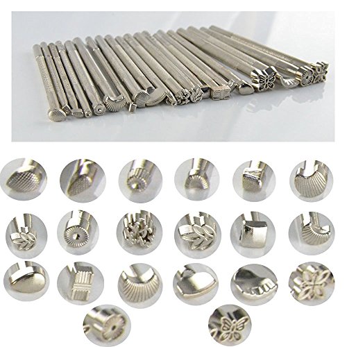 Racksoy 20stk Muster Lederstempel Set für Leder-Handwerk/Lederprägung Werkzeugsatz