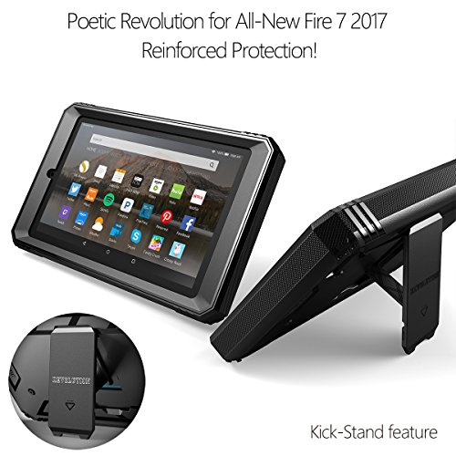 Poetic Revolution Fire 7 (2017) Heavy Duty Hart Schutz Hybride Hülle mit Schirm Schutz für Amazon Fire 7 (2017) Schwarz - 7