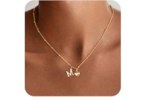 TINGN Kette Gold Damen Herz Halskette - 14K Gold Vergoldet Herz Halskette Kette mit Buchstaben Schmuck Frauen Schmuck Mädchen Geburtstag Muttertag Personalisierte Geschenke für Frauen Mädchen Freundin