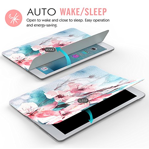 MoKo Hülle für iPad Pro 9.7 – PU Leder Tasche Schutzhülle Schale Smart Case mit Translucent Rücken Deckel, mit Auto Schlaf / Wach Funktion und Stanfunktion für Apple iPad Pro 9.7″ Tablet, Pfirsichblüte - 7