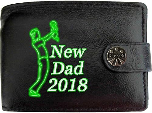2020 New Dad and New Baby Green Image KLASSEK Mens Wallet Real Black Leather RFID Blocking with Coin Pocket and Metal Gift Box