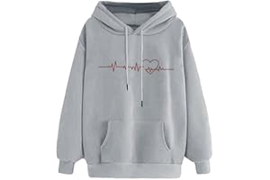 riou Sudaderas Mujer con Capucha Baratas Anchas Chica Impresión Top Suéter Mujer Tallas Grandes Camiseta con Bolsillo Deportivos Pullover Moda Originales Otoño e Invierno