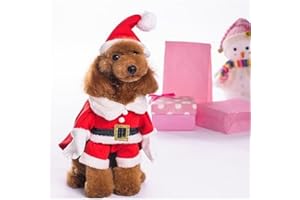 NACOCO Pet Christmas Costumes Dog Suit with Cap Santa Claus Suit Dog Hoodies Cat Xmas Costumes (Red, XL)