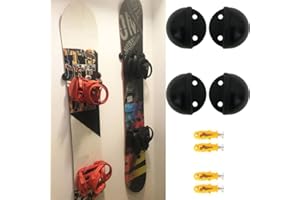 AUXPhome Lot de 4 supports muraux flottants en acier inoxydable pour ski/snowboard,Caoutchouc résistant à l'abrasion pour protéger les bords de votre planche,Matériel inclus,Peut contenir 2 planches