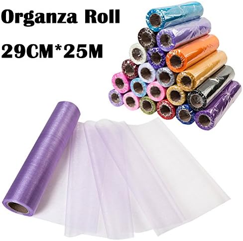 Meijuner 29CM X 25M Organza Roll Sashes Fabric Table Runner Chair Sashes Bow For Decoration ( Lilac )