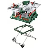Bosch PTS 10 - Sierra circular de mesa en caja de cartón + Bosch 0.603.B05.300 Mesa de Trabajo para ingletadora, Aluminio, Verde, 595 mm