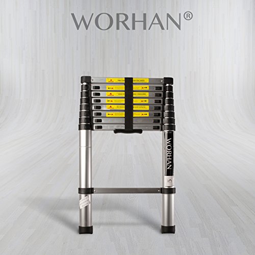 WORHAN® 2.6m TELESKOPLEITER ALULEITER ANLEGELEITER ALULEITER ALU TELESKOP LEITER MULTIFUNKTIONS LEITER 260cm 1K2.6 (......2.6m C-Line)