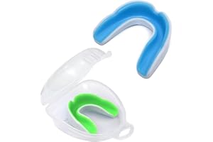 HAMKU 2 Pièces Protege Dents Boxe Pour Adultes,Protège-Dents Moulable Avec Boîte Portable Pour Le Rugby,Mma,Hockey,Judo,Karate,Les Arts Martiaux Et La Boxe (Blanc Et Vert)