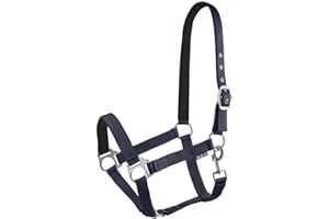 START ENJOY THE RIDE Start Licol pour cheval réglable - Licol en nylon avec rembourrage - Tailles : poney, cob, sang chaud - Confortable et robuste - Licol pour écurie et pâturage (bleu foncé, cob)