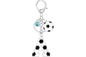 MWOOT Llavero Futbol de Letra Inicial, Llavero Nombre con Colgante de Fútbol para Niño Niña, Llaveros de Regalo para Amantes del Fútbol para Bolso Mochila Llave de Coche y Puerta