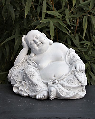 Steinfigur Buddha - Antik-Weiss, Garten, Deko, Figur, Stein, Statue, Frostsicher