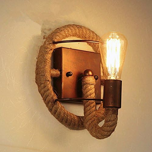 The Bedroom Bedside Lamp Wall Lamp Retro Wrought Iron Rope Lamp