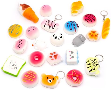 Squishy Cream Scented Soft Squeeze Healing Slow Rising Toy for Stress Relief Simulation Foods Bun Toasts Donuts Phone Straps Gift Fidget Hand Toy for Pressure Release