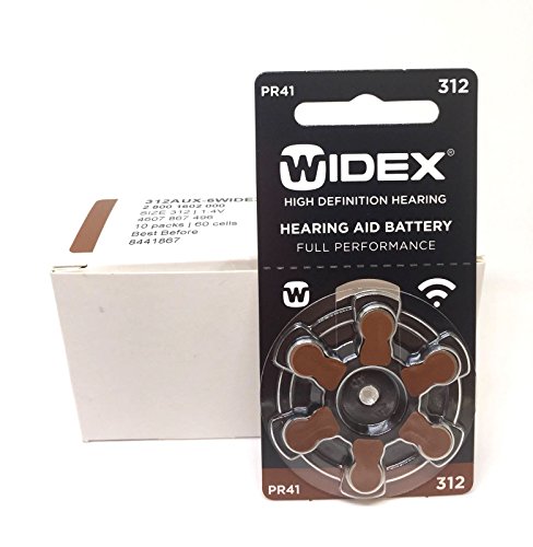 Baterías 312 Zas para audífonos, Paquete de 60 pilas. Zinc Aire Mercury Free. Marrones.