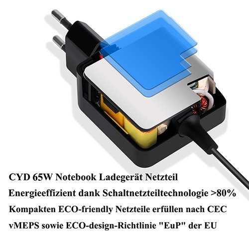 CYD 65W 20V 3.25A PowerFast Notebook Netzteil für Lenovo Thinkpad T400 T410 T420 T430 T430s T430u T530 T60 T61 T61p L412 L420 L430 L512 L530 R400 R61 T500 T510 T520; ThinkPad X1 X120e X131e X140e X220 X230; Edge 15 E430 E520 E530 E530C E545 W500 Twist S230U AC-Power-Adapter,8.2 FT(2.5m) Laptop Netzteil Adapter Kabel - 4