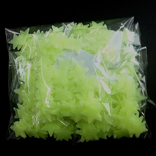 100PCS Home Wall Glow In The Dark Stars Stickers Decal Baby Kid’s Nursery Room – DIY Wall Decal – Light Green – Plastic Luminous Wall Stickers Bedroom Decoration (One Orange peel device AS GIFT) by LianLe - 2