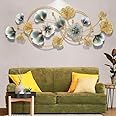 FINE DECOR Round Metal Wall Hanging Gingo Leaf Wall Art for Living Room Bedroom Decoration | Wall Sculpture Showpiece for Office Home Decor - (Size 24x48 Inch)