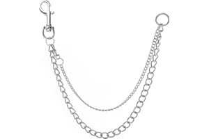 JKJF Punk Jeans Ketten Hip Hop Hosen Kette Gürtelketten Brieftasche Kette Geldbeutel Kette Taschenketten Schlüsselkette für Frauen Männer Mädchen Jungen - Silber