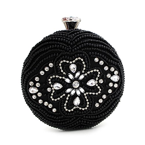 WYB Runde Perlen Diamant / Abendtasche / Kupplung / gehobenen Perlen Tasche / Abendtasche Kette Black
