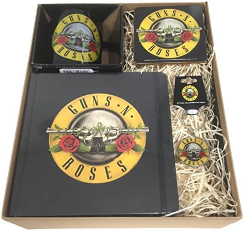 Official Guns n Roses - Bullet Logo - Gift Hamper containing Mug, Coaster, Notebook and Keychain