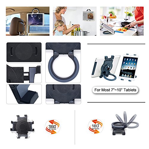 Coolplay Tablet-Ständer – 360° rotierende leichte tragbare Halterung für Tablets 7-10 Zoll iPad, Kindle, E-Reader, Smartphones und mehr (Schwarz) - 7