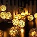 Produktbild Kingko 3,1 M 30er Rattan LED Lichterkette Innen Deko LED Lichterkette Warmweiss als strombetriebene Lichterkette für Zimmer, Stimmungsbeleuchtung, Lichterkette Indoor für Gärten Häuser Outdoor (Gelb)