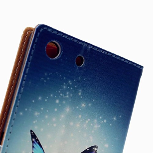 Sony Xperia M5 Hülle Handytasche, MUTOUREN 2 in 1 Zubehör für Sony Xperia M5 Slim PU Tasche Klapp Flip Folding Magnetisch PU Leder Flip Cover Tasche mit Kartensteckplatz Brieftasche Hinterschale Kartenschlitz + Metall Stift Stylus – Wolf - 3