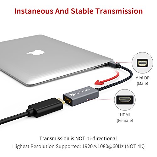 Mini Displayport (DP) auf HDMI Adapter (Superschlank, Extrem Langlebig) – Lebenslange Garantie – iVanky Nylon Thunderbolt auf HDMI Adapter für Apple, MacBook Air / Pro, Microsoft Surface Pro, Monitor, Projektor und weitere – Grau - 3