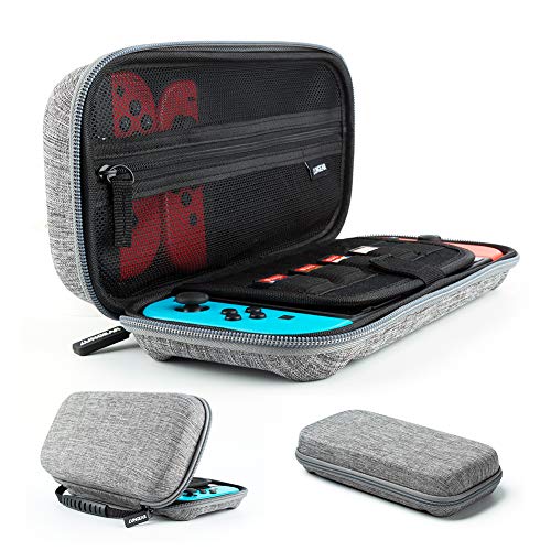 Preisvergleich Produktbild LUNGEAR Tragetasche Kompatibel für Nintendo Switch,Schützend Hartschalen Tasche Aufbewahrung für 10 Spiele,Nintendo Switch Konsole,Controllers & Zubehör, Grau