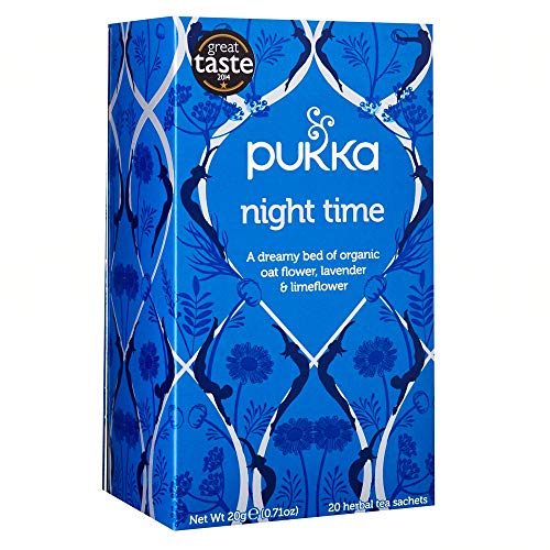 Pukka Herbal Teas Night Time Organic Oat Flower Lavender and Lime Flower Tea, 20g 20 Count