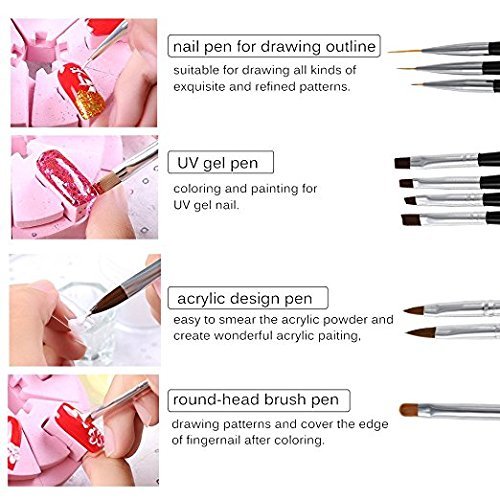 Anself 10-teilig Nagel Pinsel Set für UV-Gel- und Acrylfingernägel - 4