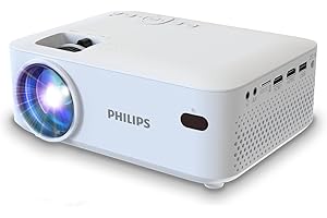 Philips NeoPix 100, vidéoprojecteur Fixe, écran de 65" (165 cm), LED, Haut-parleurs stéréo Hi-FI intégrés, connectivité USB, HDMI et câble Jack 3,5 mm, Compact, Blanc