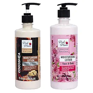 PINK PLUMS Luxurious Skin Care Deep Nourish Moisturising Cocoshea and Pink Blossom Body Lotion for Dry Skin, COMBO (Pack-2) Each 500ml