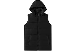 JOYSON Kids Lightweight Padded Gilet Sleeveless Puffer Vest Boys & Girls Quilted Outwear with Hood Ages 5-14 Years