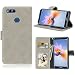 Produktbild Huawei Honor 7X Hülle, Honor 7X Handyhüle, Alfort Retro Matte Einfarbige Farbe Prämie PU Ledertasche Multifunktional Lederhülle Tasche Wallet Case Cover Schutzhülle für Huawei Honor 7X Smartphone 5.93" mit 3 Kartensteckplatz / Foto-Slot und Standfunktion ( Grau )