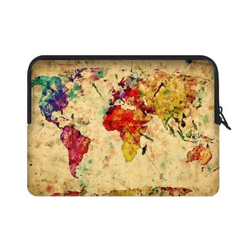 casecoco Vintage Weltkarte wasserabweisend Neopren Laptop Sleeve 17 43,9 cm Notebook Computer Tasche Schutzhülle (Zwei Seiten)