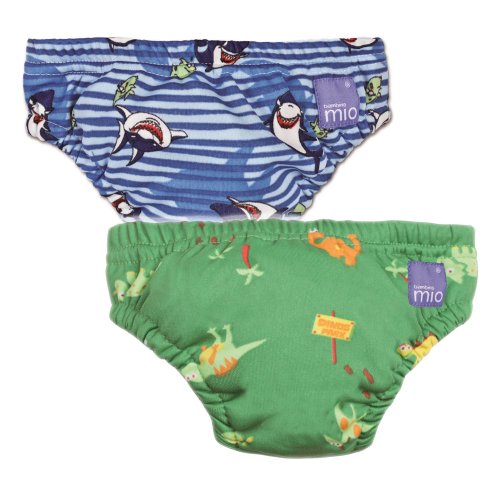 Vital Innovations Bambino Mio 2SWJXL-BS-GD Swim Nappy, Set of 2, Blue Shark and Green Dinosaur, X-Large