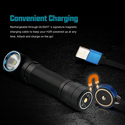 Olight® H2R Nova 18650 LED Stirnlampe Kopflampe Taschenlampe aufladbar mit CREE XHP50 LED Max 2300 Lumen,1 x 18650 3000mAh Akku (neutralweiß, kaltweiß) - 9