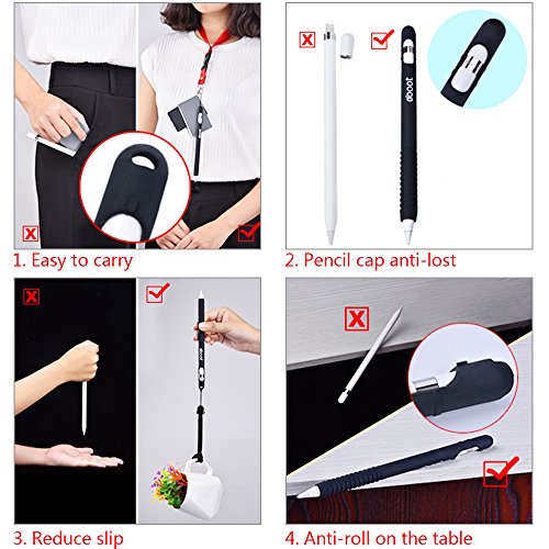 eBoot Bleistift Haut Kasten Hülse Handgriff Schutzhülle Stifteetui für 9,7 und 12,9 Zoll IPad Pro Apple Bleistift, Schwarz - 4