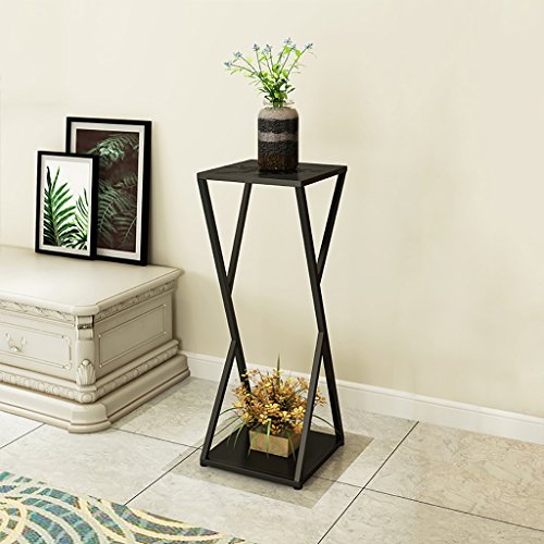 LWJJHJ Flower stand Stool Flower stand Stool square Side table Tall Pot Stand - Black metal flower stand. flat top in black Florists pedestal (Size : B)