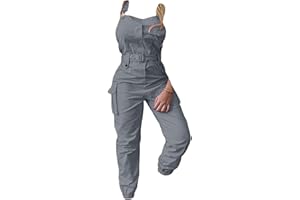 ORANDESIGNE Salopette Cargo Femme Sans Manches Combinaisons Ceinturées à Bretelles Réglables Mode Pantalon à Bavette Décontracté avec Poches