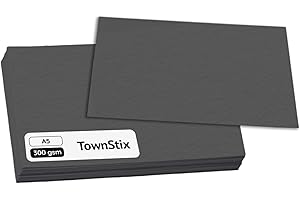 TOWNSTIX 50 Sztuk, 300 g/m² - Karton Czarny A5, Gruby Karta Czarna do Rysowania Druku Drukarka