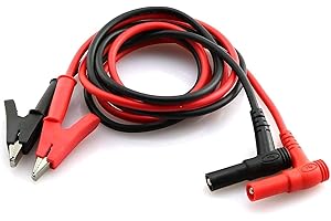 COMFORTY 1 Paire Cable Pince Crocodile Multimetre 1M, Fils de Test Multimètre 1000V / 15A Pince Crocodile Fiche Banane 4mm Postuler à Multimètre