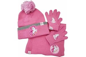 ILS I LOVE SHOPPING Lot de 3 pièces avec chapeau d'hiver, cache-cou écharpe et gants pour enfants, taille unique, doux et chaud